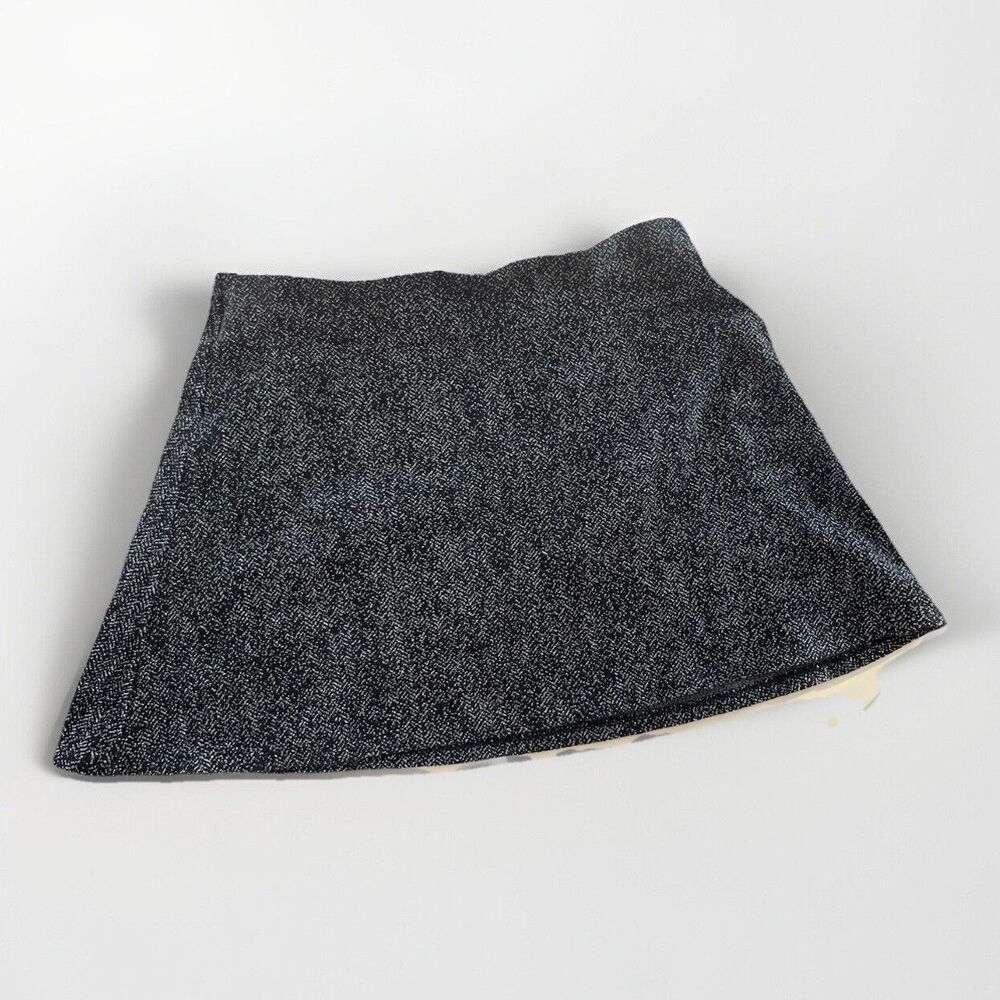 Ann Taylor LOFT Wool Blend Tweed Mini Skirt Women's Large Black Gray Lined